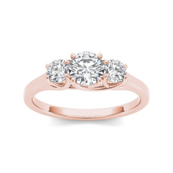 Rose Gold 1ct TDW Diamond Three-Stone Anniversary Ring - Handcrafted By Name My Rings™