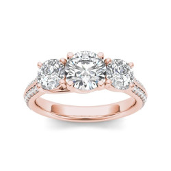 Rose Gold 2 1/4ct TDW Diamond Three-Stone Anniversary Ring - Handcrafted By Name My Rings™