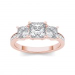 Rose Gold 2ct TDW Diamond Three-Stone Anniversary Ring - Handcrafted By Name My Rings™