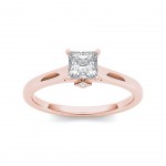 Rose Gold 3/4ct TDW Classic Princess-Cut Diamond Engagement Ring - Handcrafted By Name My Rings™
