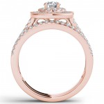 Rose Gold 3/4ct TDW Diamond Double Halo Bridal Ring Set - Handcrafted By Name My Rings™
