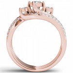 Rose Gold 3/4ct TDW Diamond Solitaire Bridal Ring Set - Handcrafted By Name My Rings™