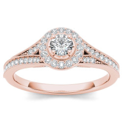 Rose Gold 5/8ct TDW Diamond Halo Engagement Ring - Handcrafted By Name My Rings™