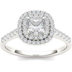 White Gold 1 1/10ct TDW Diamond Double Halo Engagement Ring - Handcrafted By Name My Rings™