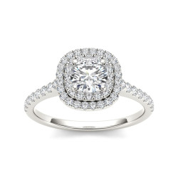 White Gold 1 1/10ct TDW Diamond Halo Engagement Ring - Handcrafted By Name My Rings™