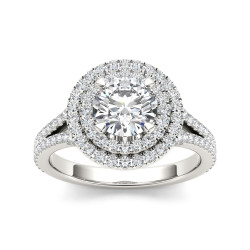 White Gold 1 1/2ct TDW Diamond Double Halo Engagement Ring - Handcrafted By Name My Rings™