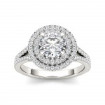 White Gold 1 1/2ct TDW Diamond Double Halo Engagement Ring - Handcrafted By Name My Rings™