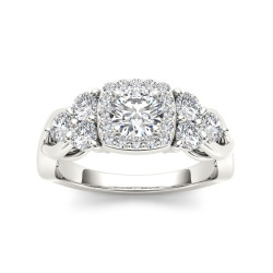White Gold 1 1/2ct TDW Diamond Halo Engagement Ring - Handcrafted By Name My Rings™