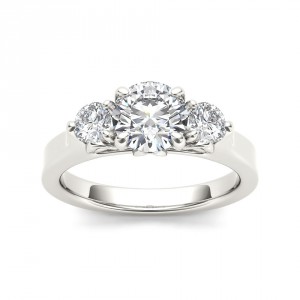 White Gold 1 1/2ct TDW Diamond Three-Stone Anniversary Ring - Handcrafted By Name My Rings™