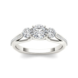 White Gold 1 1/2ct TDW Diamond Three-Stone Anniversary Ring - Handcrafted By Name My Rings™