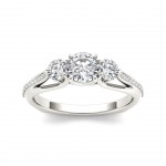 White Gold 1 1/2ct TDW Diamond Three-Stone Anniversary Ring - Handcrafted By Name My Rings™