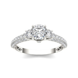 White Gold 1 1/2ct TDW Diamond Three-stone Anniversary Ring - Handcrafted By Name My Rings™