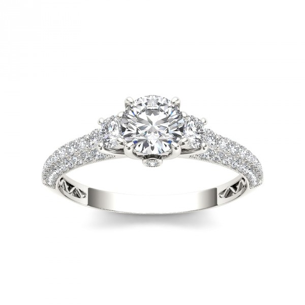 White Gold 1 1/2ct TDW Diamond Three-stone Anniversary Ring - Handcrafted By Name My Rings™