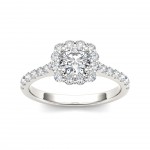 White Gold 1 1/4ct TDW Diamond Halo Engagement Ring - Handcrafted By Name My Rings™