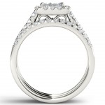 White Gold 1 1/4ct TDW Diamond Halo Engagement Ring Set with Two Bands - Handcrafted By Name My Rings™