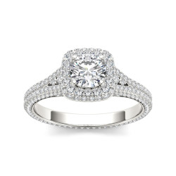 White Gold 1 1/4ct TDW Diamond Split-Shank Halo Engagement Ring - Handcrafted By Name My Rings™