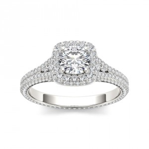 White Gold 1 1/4ct TDW Diamond Split-Shank Halo Engagement Ring - Handcrafted By Name My Rings™