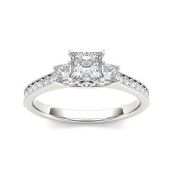 White Gold 1 1/4ct TDW Diamond Three-Stone Anniversary Ring - Handcrafted By Name My Rings™