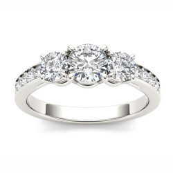White Gold 1 1/4ct TDW Diamond Three Stone Ring - White H-I - Handcrafted By Name My Rings™