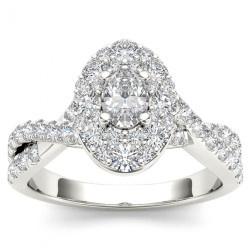 White Gold 1 1/4ct TDW Oval Shape Diamond Halo Engagement Ring - Handcrafted By Name My Rings™