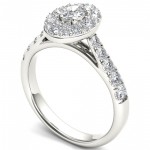 White Gold 1 1/4ct TDW Oval Shape Diamond Halo Engagement Ring - Handcrafted By Name My Rings™