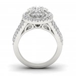 White Gold 1 3/4ct TDW Diamond Cluster Halo Engagement Ring - Handcrafted By Name My Rings™