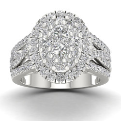 White Gold 1 3/4ct TDW Diamond Cluster Halo Engagement Ring - Handcrafted By Name My Rings™