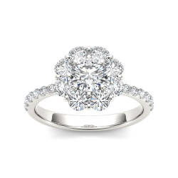 White Gold 1 3/4ct TDW Diamond Flower-Shaped Halo Engagement Ring - Handcrafted By Name My Rings™