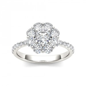 White Gold 1 3/4ct TDW Diamond Flower-Shaped Halo Engagement Ring - Handcrafted By Name My Rings™