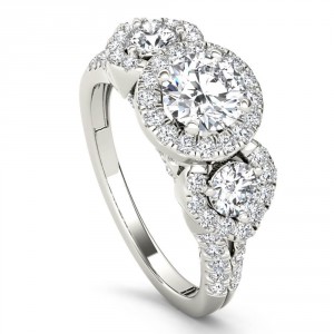 White Gold 1 5/8ct TDW Diamond Three-Stone Anniversary Ring - Handcrafted By Name My Rings™