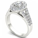 White Gold 1 7/8ct TDW Oval Shape Diamond Halo Engagement Ring - Handcrafted By Name My Rings™