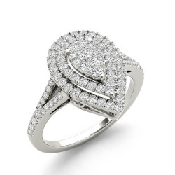 White Gold 1/2ct TDW Diamond Cluster Pear-Shaped Engagement Ring - Handcrafted By Name My Rings™