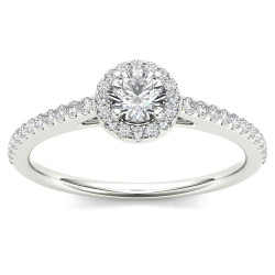 White Gold 1/2ct TDW Diamond Halo Engagement Ring - Handcrafted By Name My Rings™