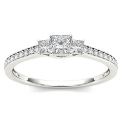 White Gold 1/2ct TDW Diamond Three-Stone Anniversary Ring - Handcrafted By Name My Rings™
