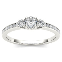 White Gold 1/2ct TDW Diamond Three-Stone Anniversary Ring - Handcrafted By Name My Rings™