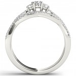 White Gold 1/2ct TDW Diamond Three-Stone Anniversary Ring with One Band - Handcrafted By Name My Rings™