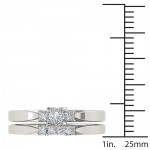White Gold 1/2ct TDW Diamond Three-Stone Engagement Ring Set with One Band - Handcrafted By Name My Rings™