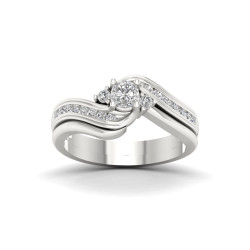 White Gold 1/2ct TDW Diamond Three Stone Swirl Bridal Set - Handcrafted By Name My Rings™