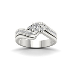 White Gold 1/2ct TDW Diamond Three Stone Swirl Bridal Set - Handcrafted By Name My Rings™