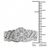 White Gold 1/2ct TDW Halo Bridal Set - Handcrafted By Name My Rings™