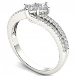 White Gold 1/2ct TDW Two-Stone Diamond Engagement Ring - Handcrafted By Name My Rings™