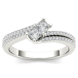 White Gold 1/2ct TDW Two-Stone Diamond Engagement Ring - Handcrafted By Name My Rings™