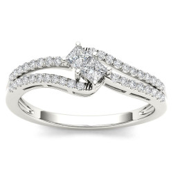 White Gold 1/3ct TDW Two-Stone Diamond Engagement Ring - Handcrafted By Name My Rings™