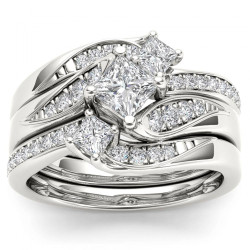 White Gold 1ct TDW Diamond Bridal Ring Set - Handcrafted By Name My Rings™