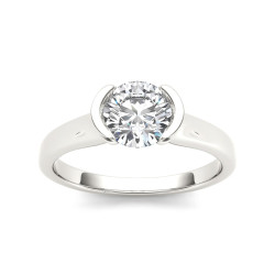 White Gold 1ct TDW Diamond Half-Bezel Engagement Ring - Handcrafted By Name My Rings™