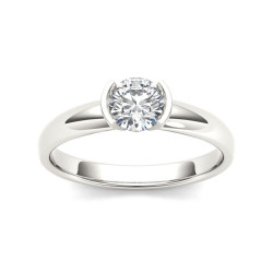 White Gold 1ct TDW Diamond Half-Bezel Engagement Ring - Handcrafted By Name My Rings™