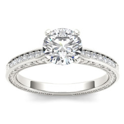 White Gold 1ct TDW Diamond Solitaire Engagement Ring - Handcrafted By Name My Rings™