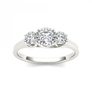White Gold 1ct TDW Diamond Three Stone Engagement Ring - Handcrafted By Name My Rings™