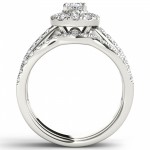 White Gold 1ct TDW Oval Shape Diamond Halo Bridal Set - Handcrafted By Name My Rings™