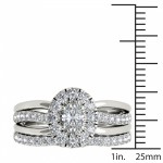 White Gold 1ct TDW Oval Shape Diamond Halo Bridal Set - Handcrafted By Name My Rings™